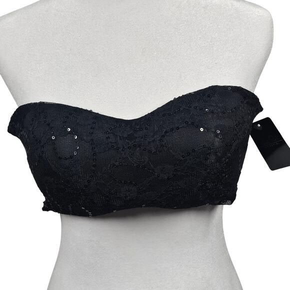 René Rofé NWT Black Sequin Convertible Stretch Bra with Removable Pads Size S - Picture 3 of 9